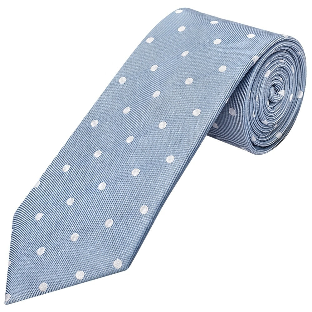 Dusty Blue White Spot Classic Mens Tie And Pocket Square Set 2