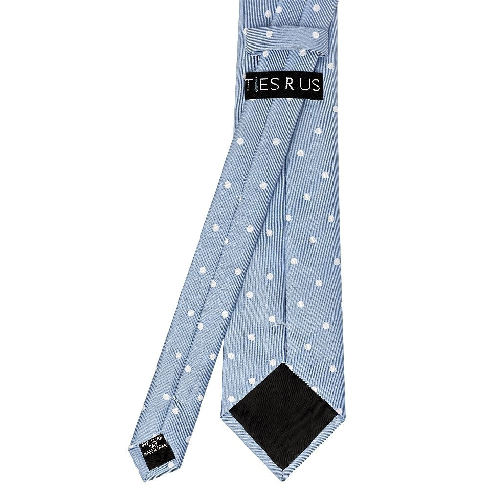 Dusty Blue White Spot Classic Mens Tie And Pocket Square Set 4