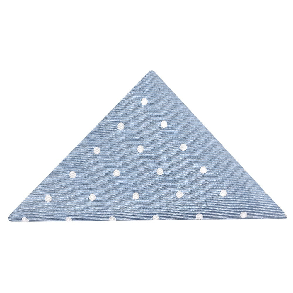 Dusty Blue White Spot Classic Mens Tie And Pocket Square Set 5