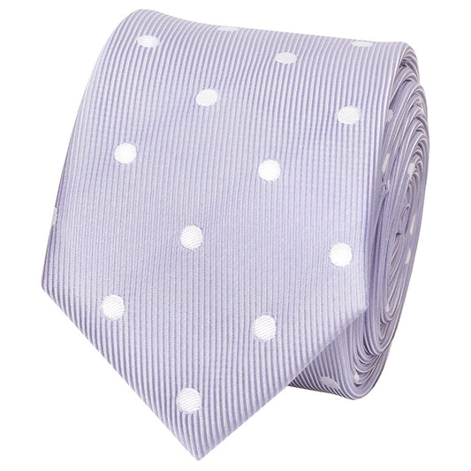 Lilac Large White Spot Skinny Mens Tie 2