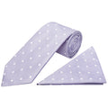 Lilac Large White Spot Classic Men's Tie and Pocket Square Set