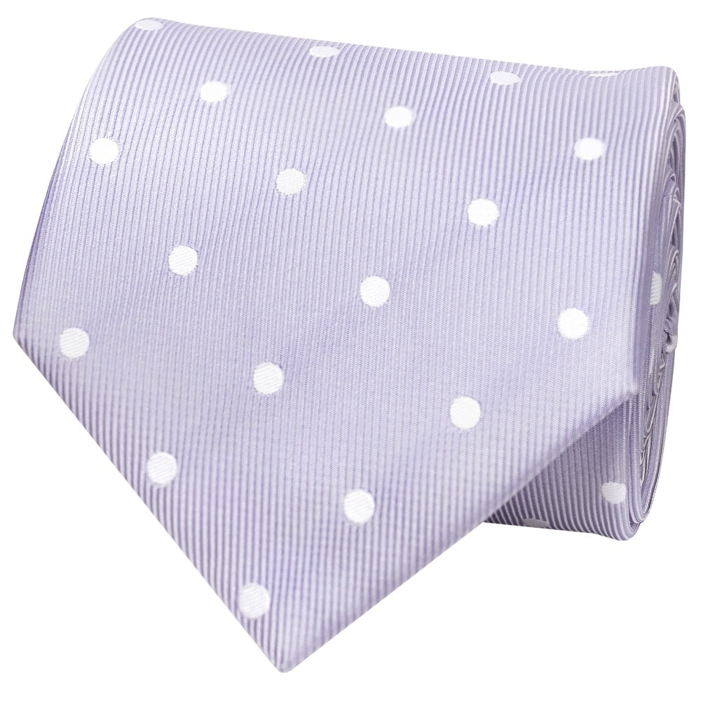 Lilac Large White Spot Classic Mens Tie And Pocket Square Set 3