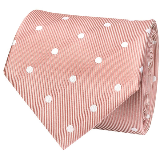Rose Gold Large White Spot Classic Mens Tie 2