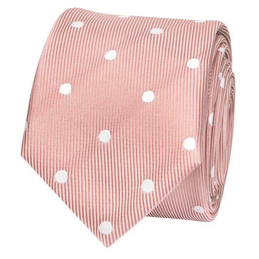 Rose Gold Large White Spot Skinny Mens Tie 2