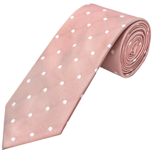 Rose Gold Large White Spot Classic Mens Tie And Pocket Square Set 2