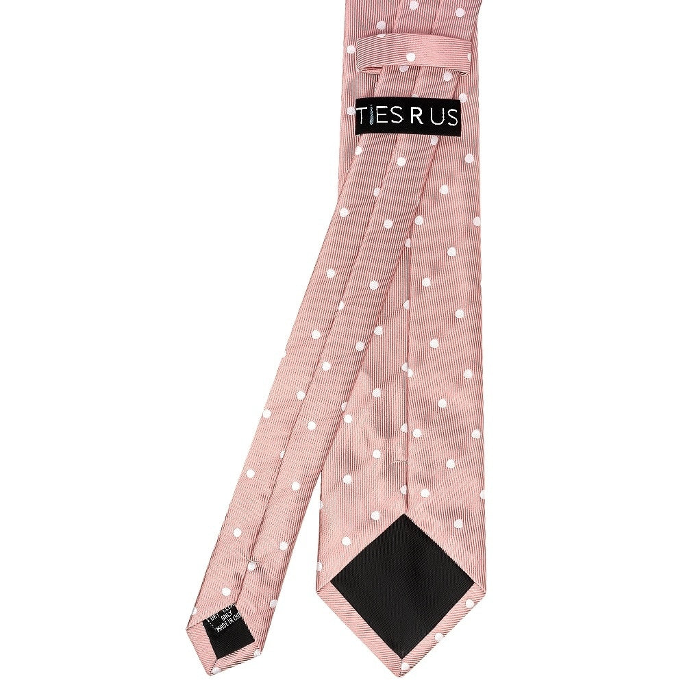 Rose Gold Large White Spot Classic Mens Tie And Pocket Square Set 4