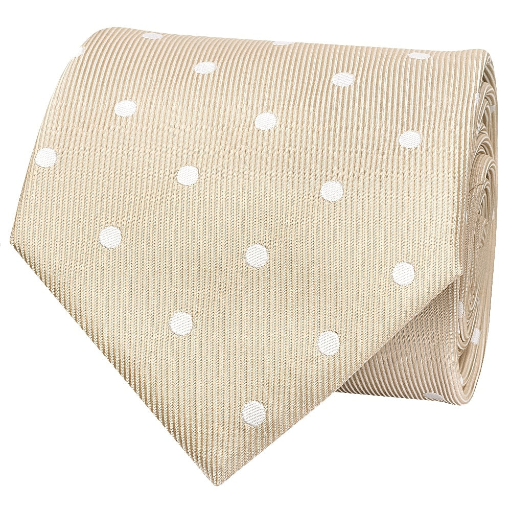 Champagne Large White Spot Classic Mens Tie 2