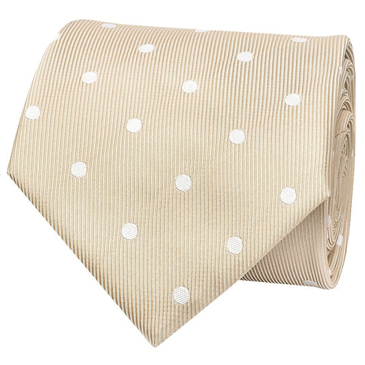 Champagne Large White Spot Classic Mens Tie 2