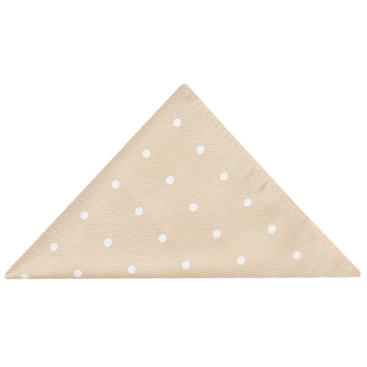Champagne Large White Spot Pocket Square 1