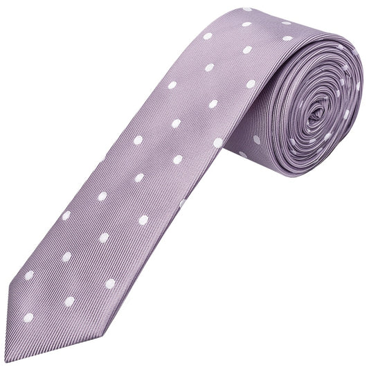 Light Mauve Large White Spot Skinny Mens Tie 1