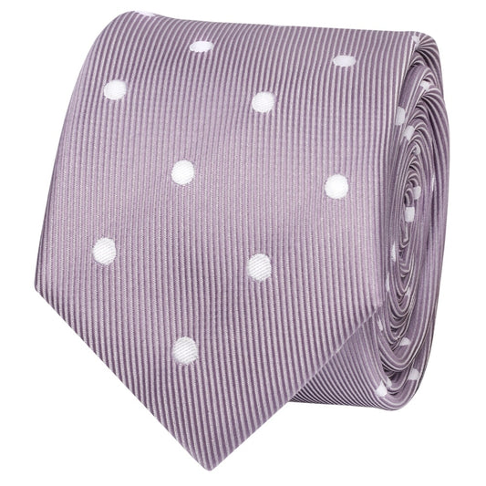 Light Mauve Large White Spot Skinny Mens Tie 2