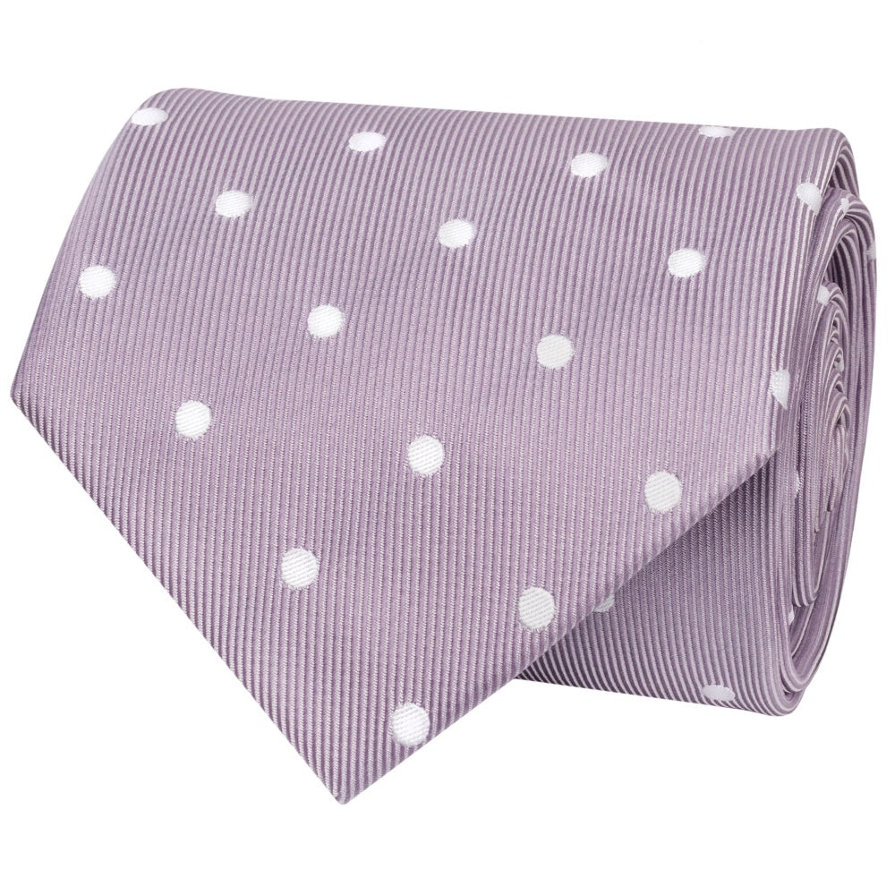 Light Mauve Large White Spot Classic Mens Tie And Pocket Square Set 3