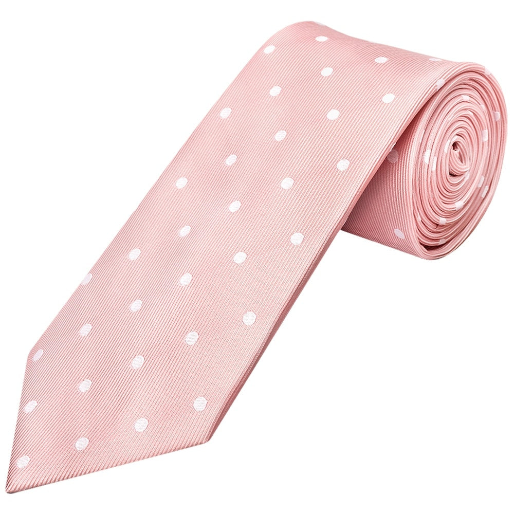 Pink Large White Spot Classic Mens Tie 1