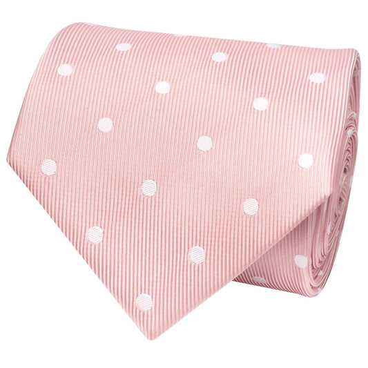 Pink Large White Spot Classic Mens Tie 2