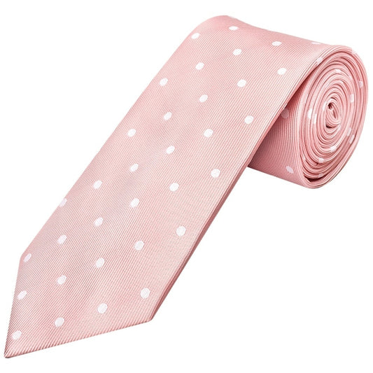 Pink Large White Spot Classic Mens Tie And Pocket Square Set 2