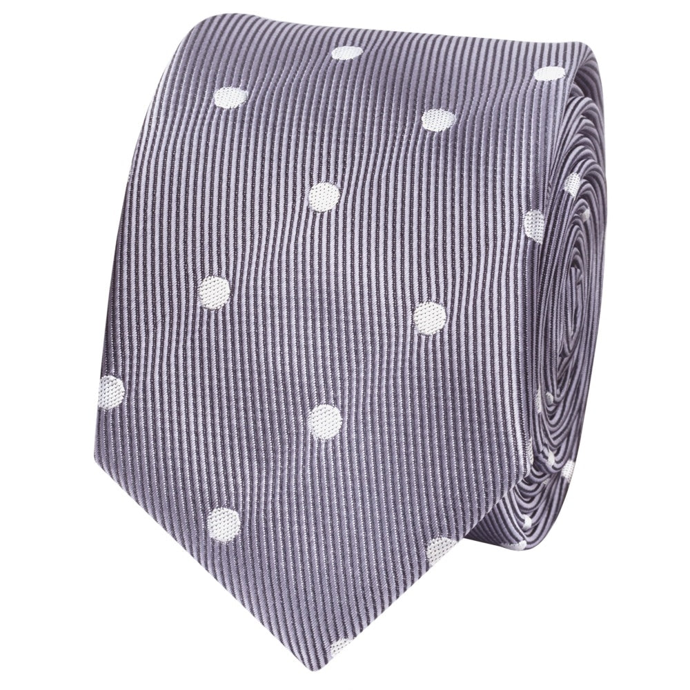 Mauve Large White Spot Skinny Mens Tie 2