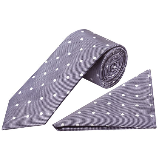 Mauve Large White Spot Classic Mens Tie And Pocket Square Set 1