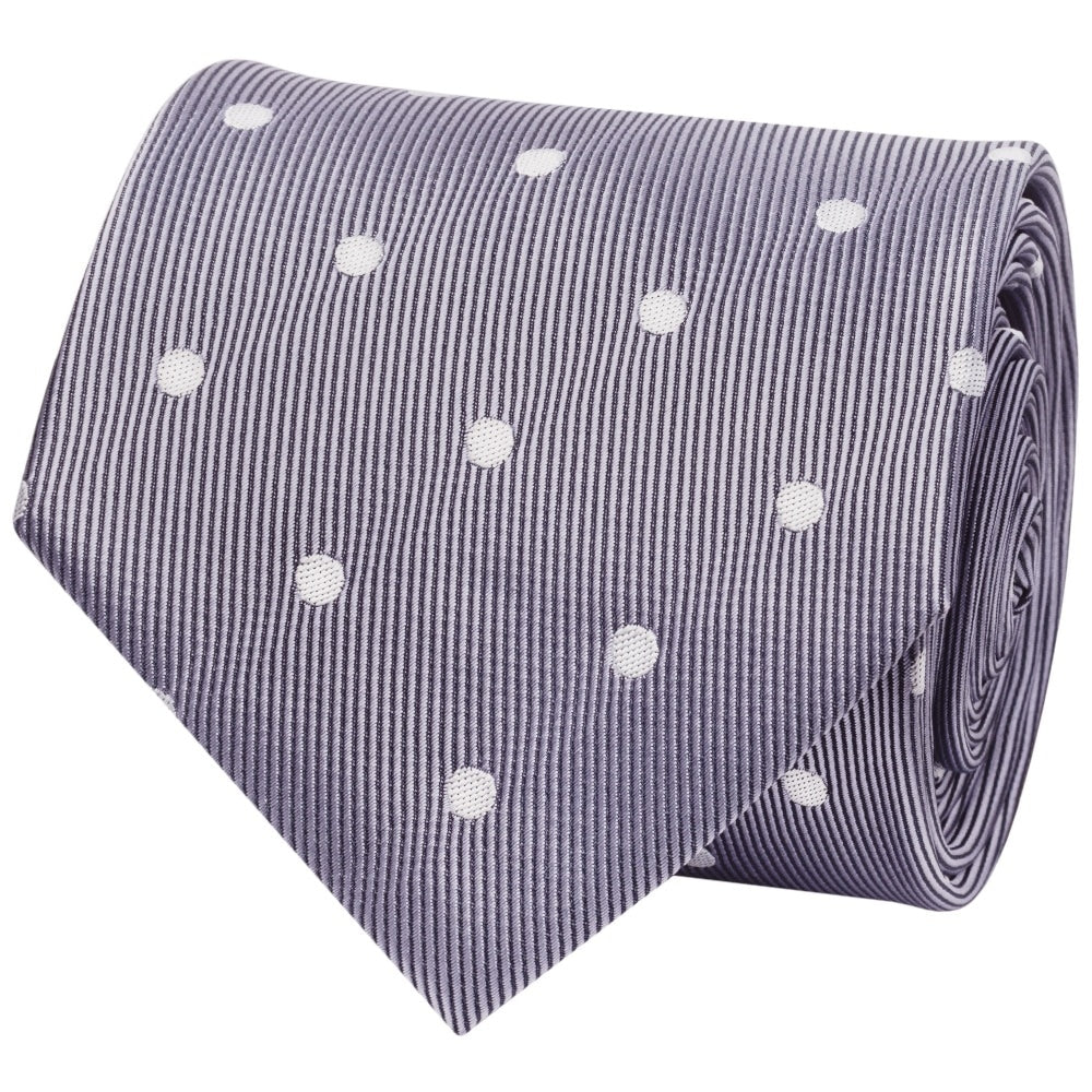 Mauve Large White Spot Classic Mens Tie And Pocket Square Set 3