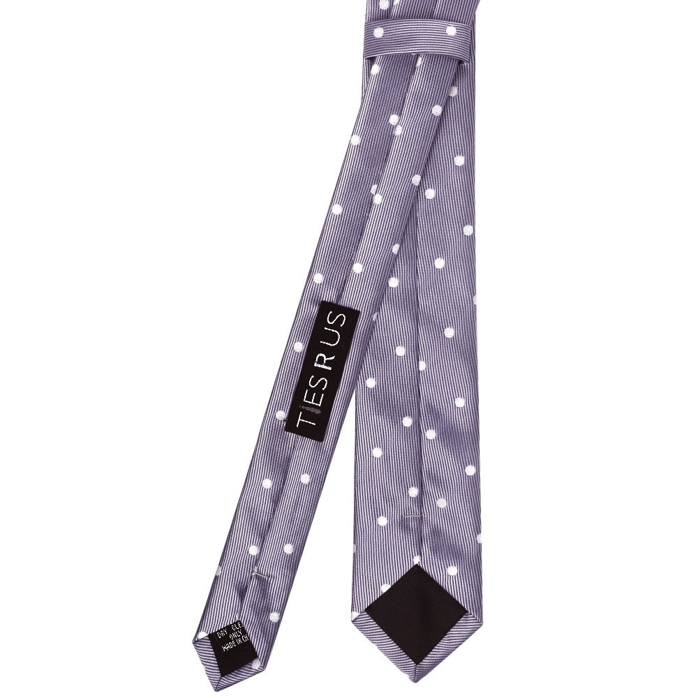 Mauve Large White Spot Skinny Mens Tie And Pocket Square Set 4