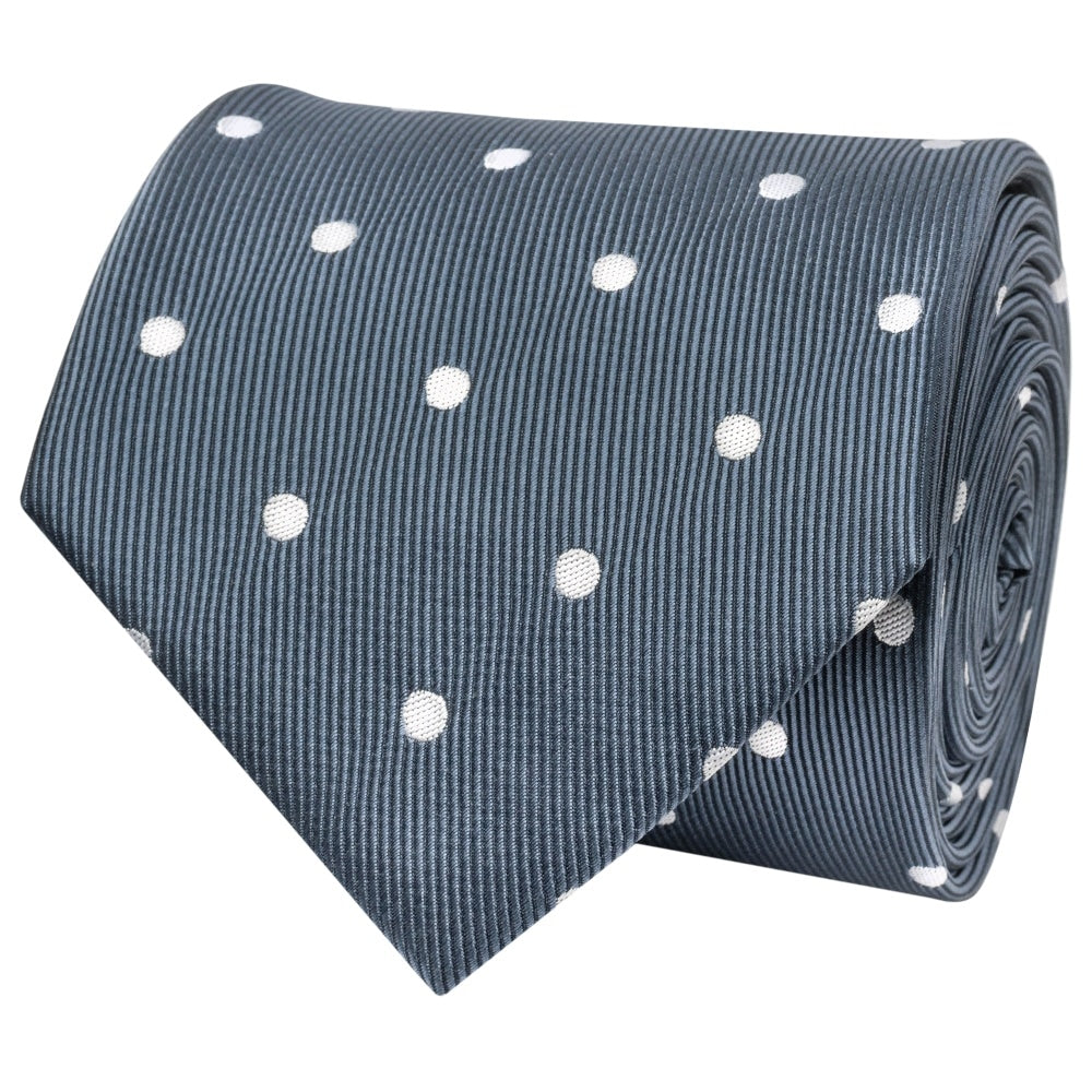 Navy Large White Spot Classic Mens Tie 2