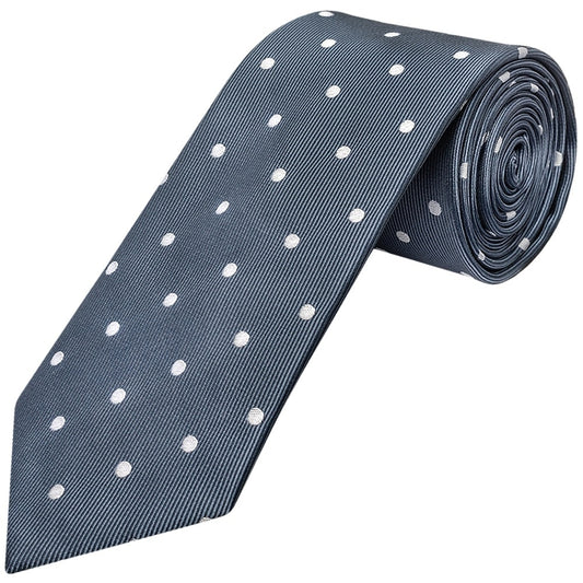 Navy Large White Spot Classic Mens Tie And Pocket Square Set 2