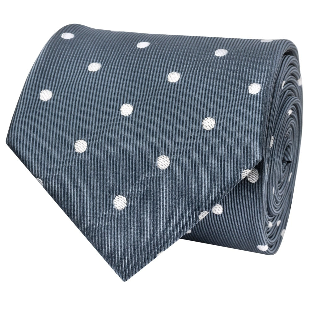 Navy Large White Spot Classic Mens Tie And Pocket Square Set 3