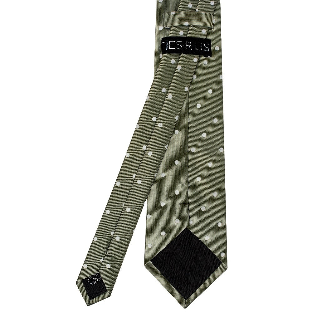 Olive Large White Spot Classic Mens Tie And Pocket Square Set 4