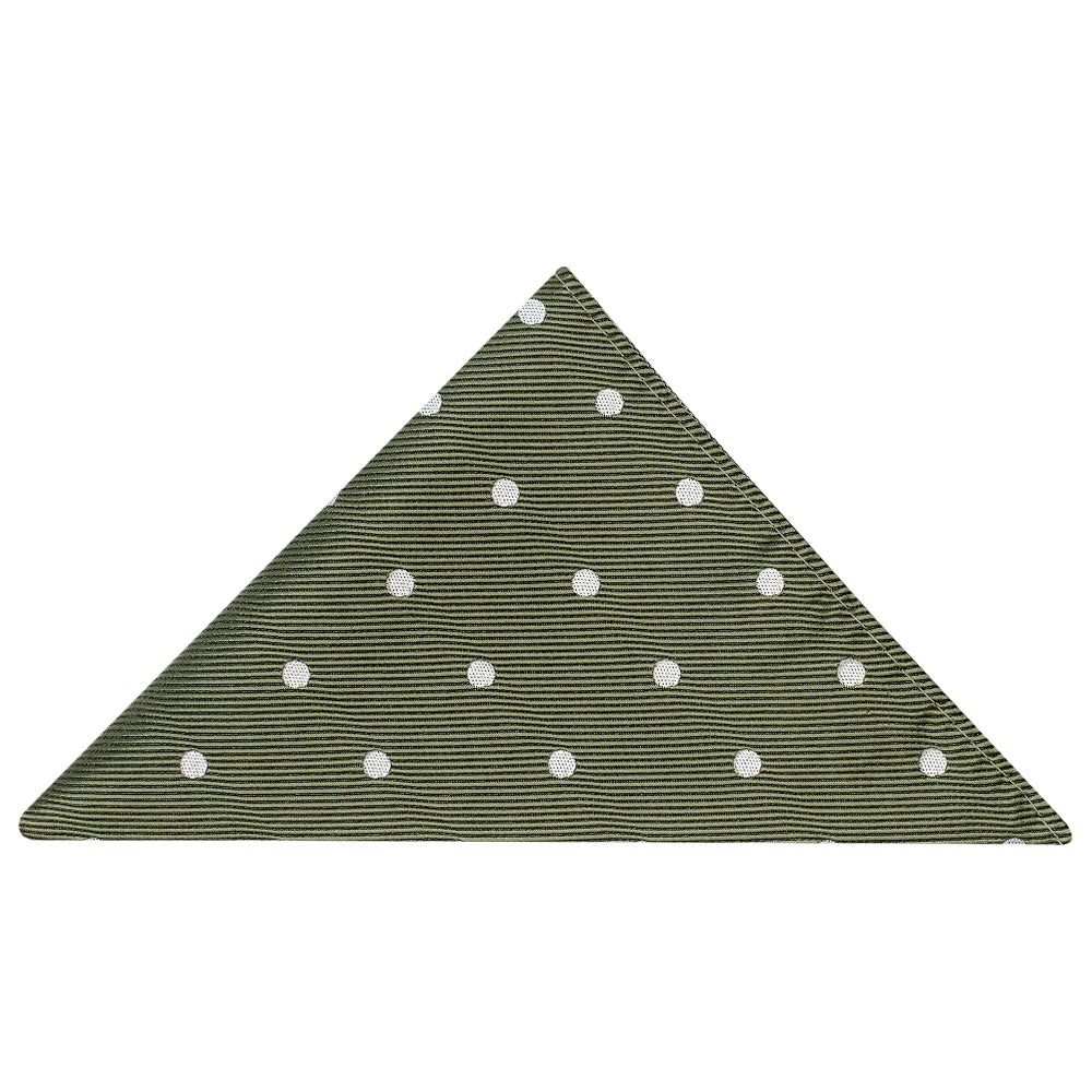 Olive Large White Spot Skinny Mens Tie And Pocket Square Set 5