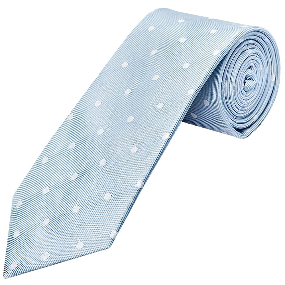 Light Blue Large White Spot Classic Mens Tie 1