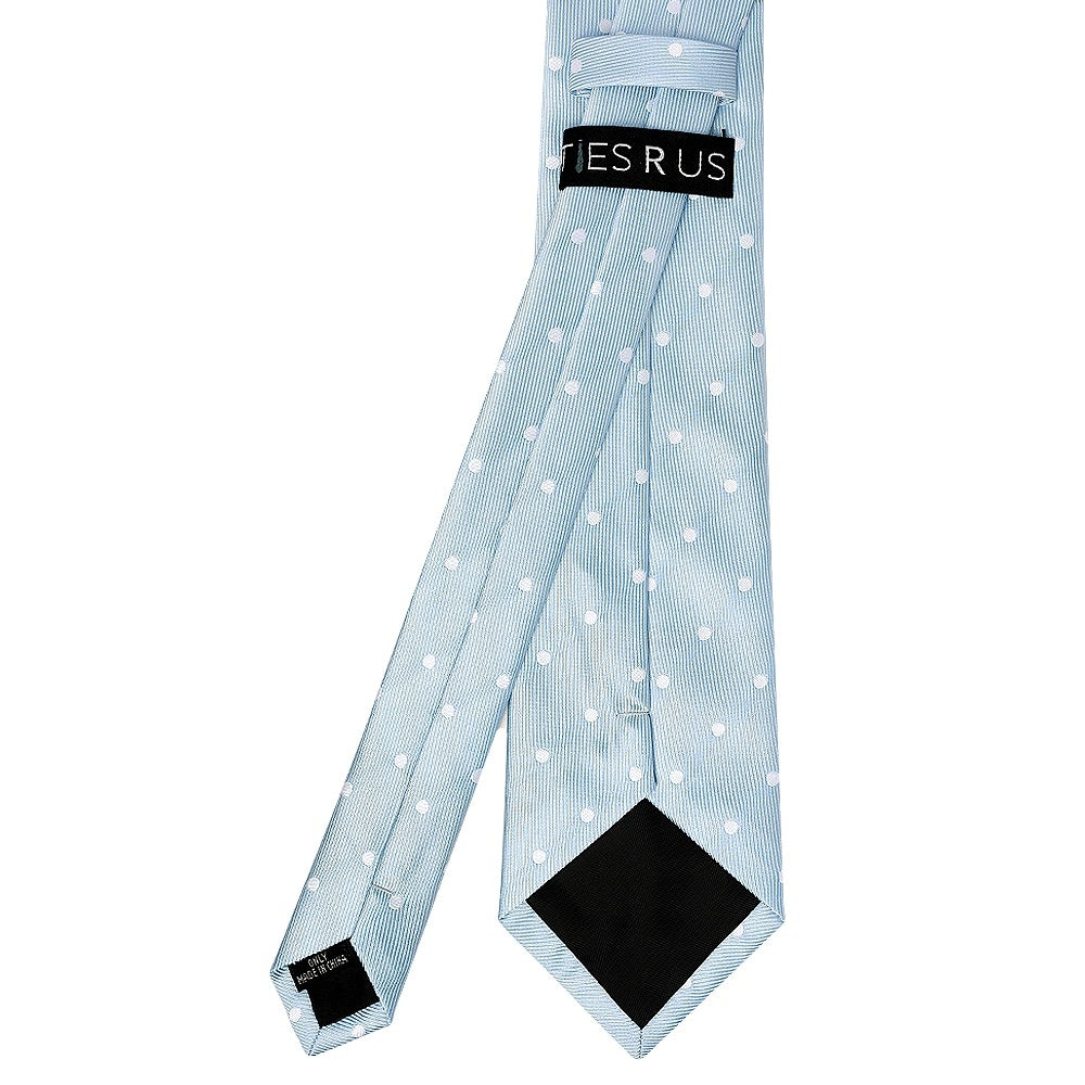 Light Blue Large White Spot Classic Mens Tie 3