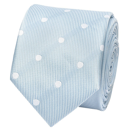Light Blue Large White Spot Skinny Mens Tie 2