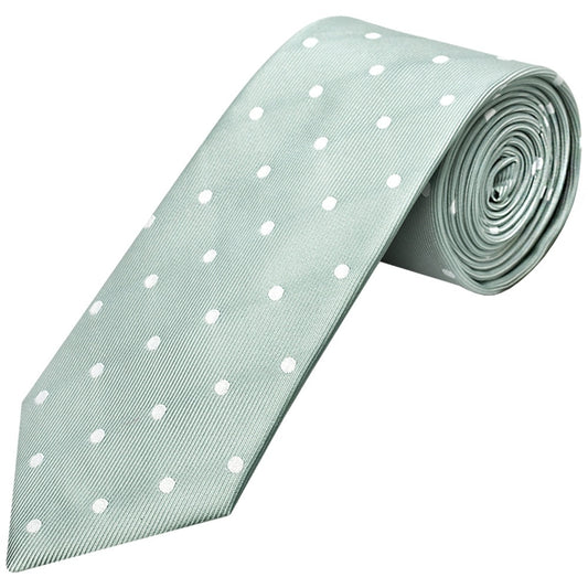 Light Green Large White Spot Classic Mens Tie And Pocket Square Set 2