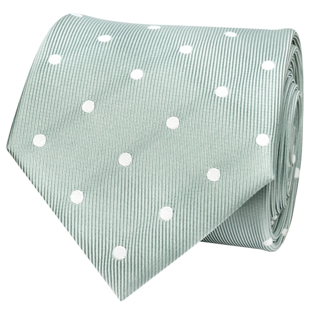 Light Green Large White Spot Classic Mens Tie And Pocket Square Set 3