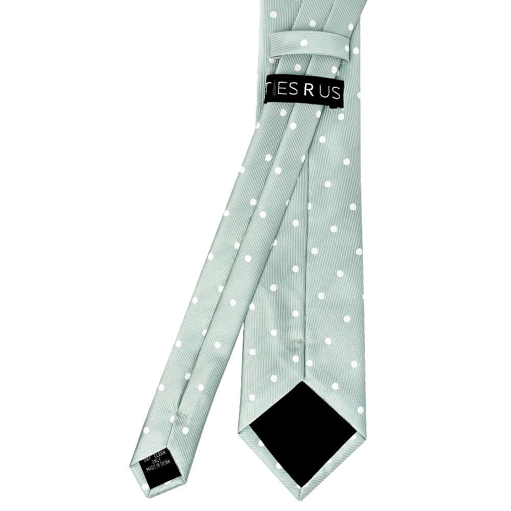 Light Green Large White Spot Classic Mens Tie And Pocket Square Set 4