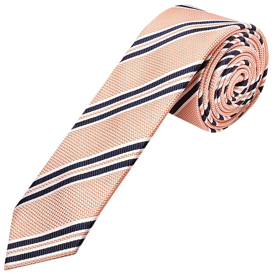 Pink Twin Stripe Skinny Mens Tie 1