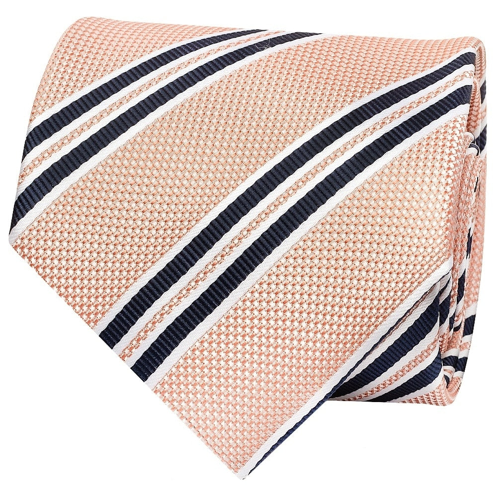 Pink Twin Stripe Classic Mens Tie And Pocket Square Set 3