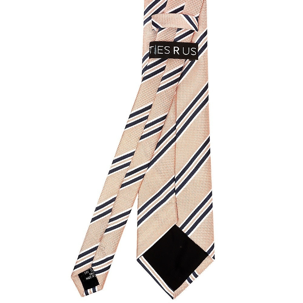 Pink Twin Stripe Classic Mens Tie And Pocket Square Set 4