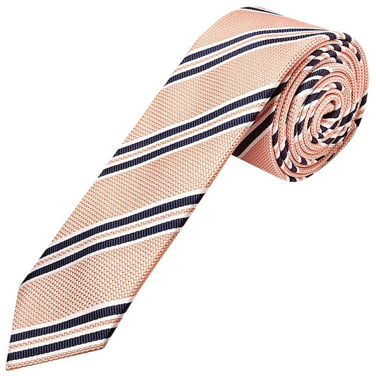 Pink Twin Stripe Skinny Mens Tie And Pocket Square Set 2