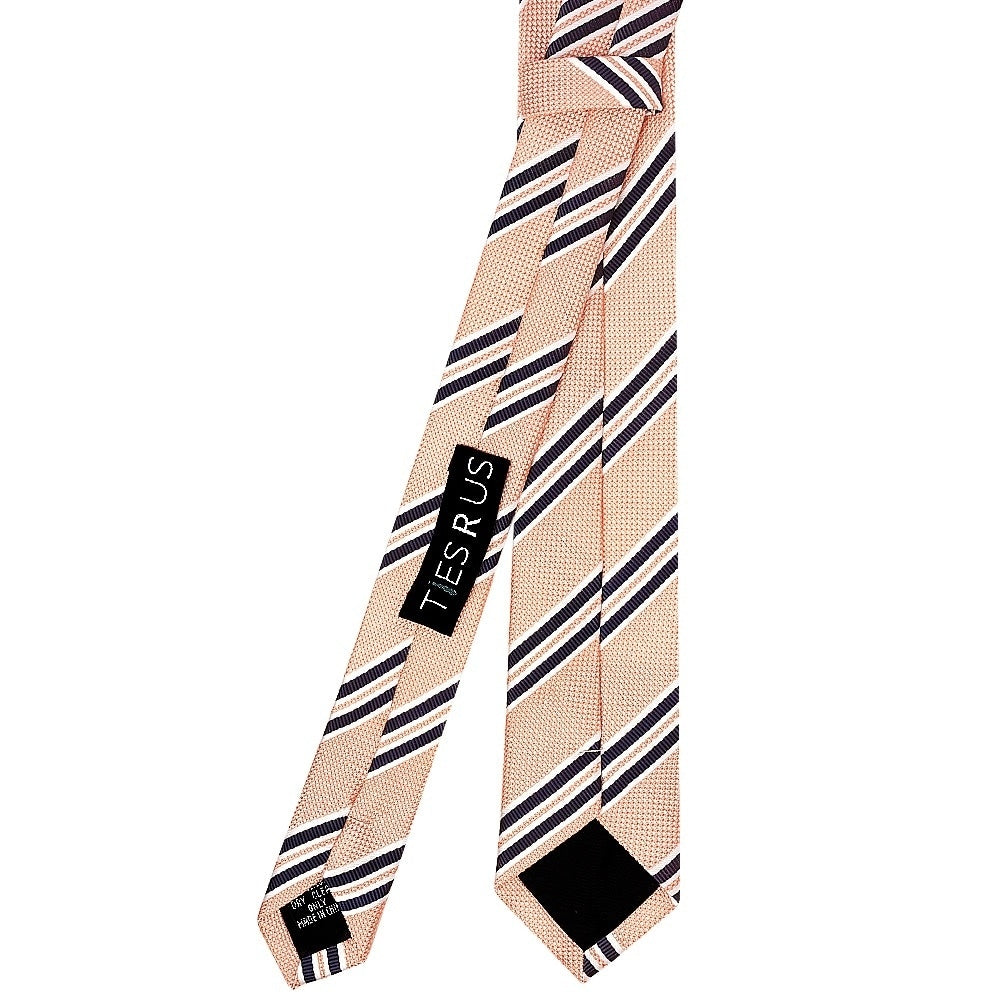 Pink Twin Stripe Skinny Mens Tie And Pocket Square Set 4