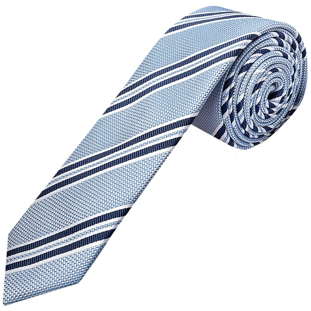 Blue Twin Stripe Skinny Mens Tie 1