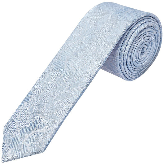 Blue Flower Skinny Mens Tie 1