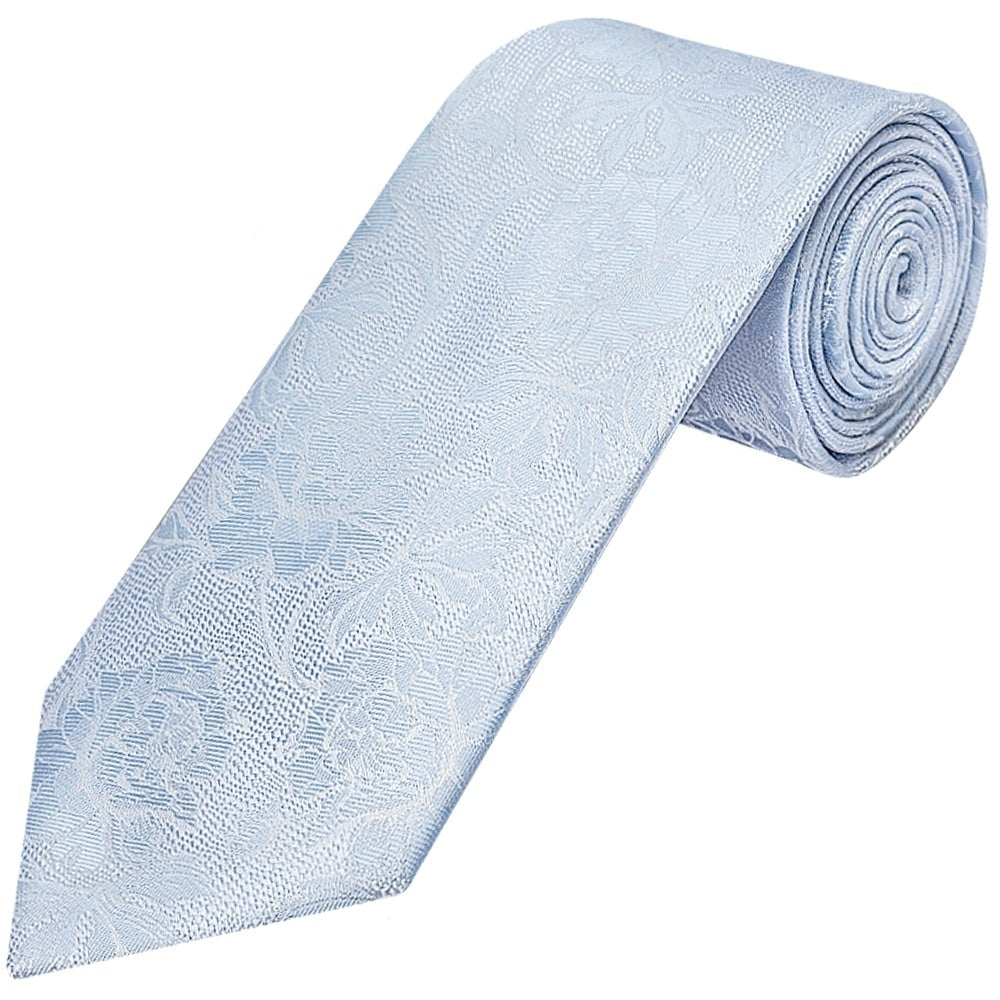 Blue Flower Classic Mens Tie and Pocket Square Set
