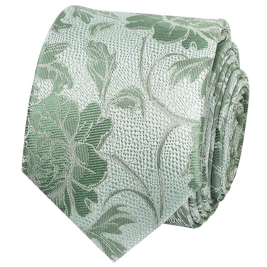 Green Flower Skinny Mens Tie 2
