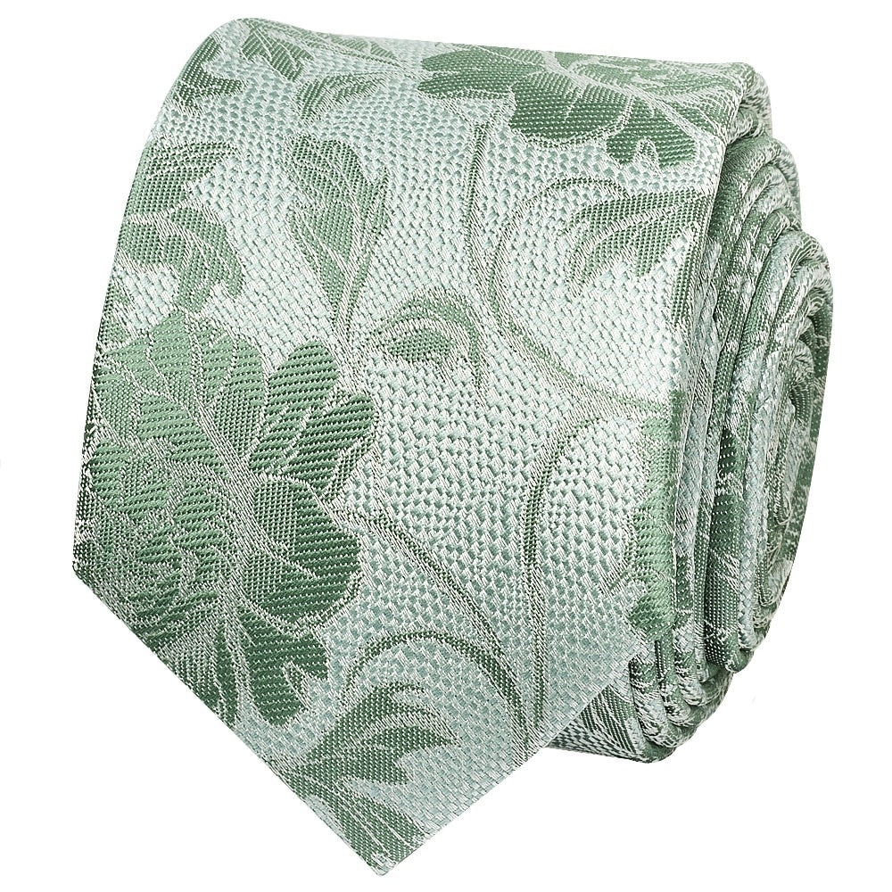 Green Flower Skinny Mens Tie And Pocket Square Set 3