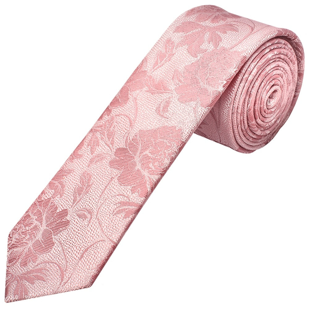 Rose Flower Skinny Mens Tie 1
