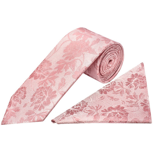 Rose Flower Classic Mens Tie And Pocket Square Set 1