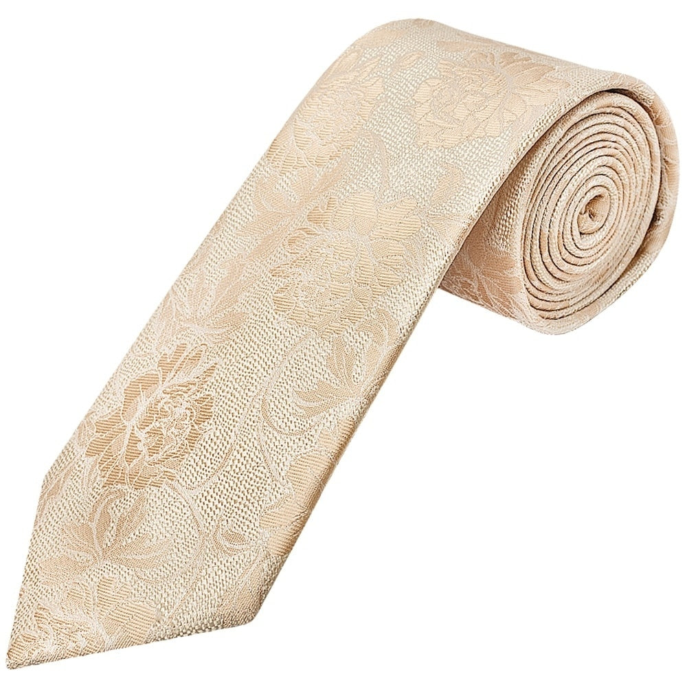 Gold Flower Classic Mens Tie And Pocket Square Set 2