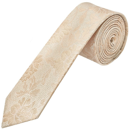 Gold Flower Skinny Mens Tie And Pocket Square Set 2