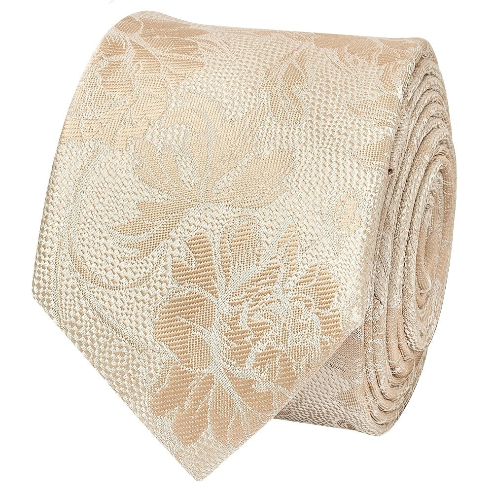 Gold Flower Skinny Mens Tie And Pocket Square Set 3