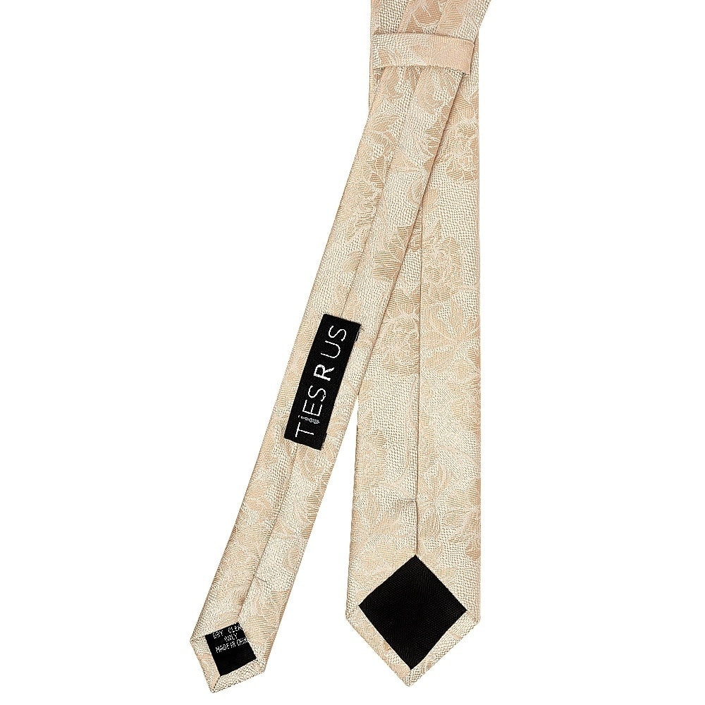 Gold Flower Skinny Mens Tie And Pocket Square Set 4